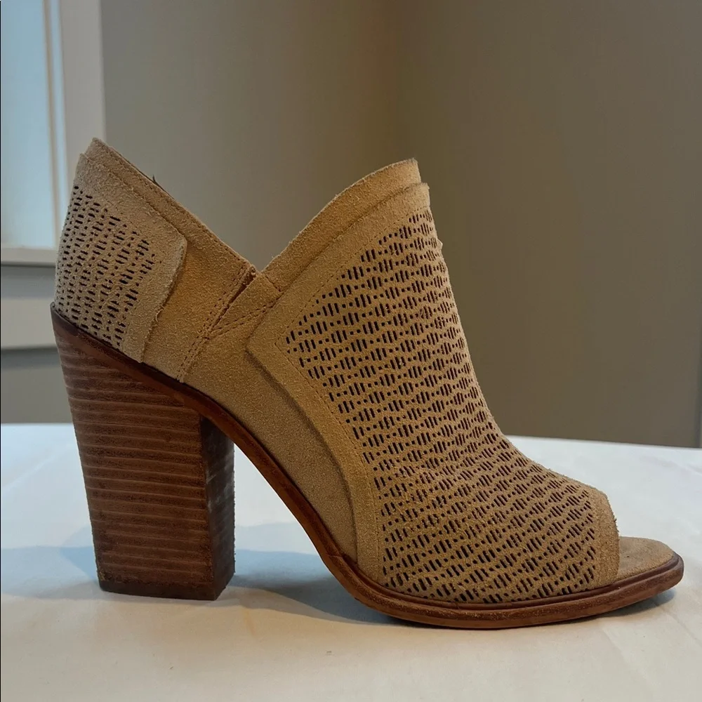 Vince Camuto Tan Peep-Toe Heeled Boots - Picture 5 of 9